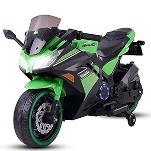 GoodLuck Baybee Ninja Electric Bikes Rechargeable Battery Operated Ride-on Bike and Baby Ride on/Kids Ride on Toys|Kids Bike|Baby Bike for Kids to Drive Toys Car Suitable for Boys & Girls (Green)