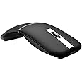 KuWFi 2.4G Bluetooth Wireless Mouse, Wireless Rechargeable Mouse with USB Receiver Cool Wireless Mouse Foldable Slim and Silent for Laptop,Computer,PC,MacBook(Black)