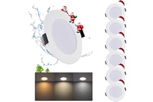 Grebeam 12W Spot LED Encastrable 220V, Lot de 6 Spot Salle de Bain, Blanc Chaud Blanc Neutre Blanc Froid 3000K/4000K/6500K, Spots LED extérieur 120mm pour Cuisine Salon, Rond