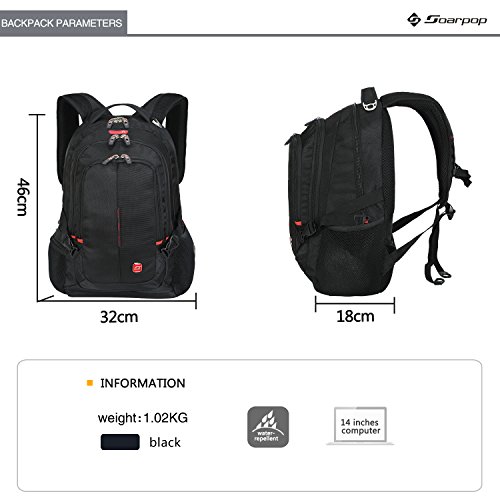 Soarpop SA007 Notebook Laptop Rucksack 15 Zoll Business Rucksack schwarz gepolsterte Hülle für Laptop - 5