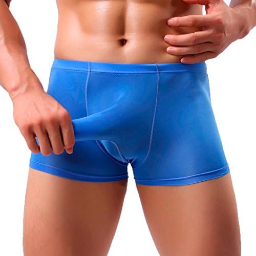 TIREOW Fashion Sexy Mens Elephant Bulge Briefs Underwear Pouch T Lingerie Underpants Shorts (L, Blue)