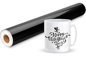 Prime Vinyl 11Ft Glossy Black Vinyl for Cricut - 30.5 x 335.5 cm Black Permanent Vinyl Roll for Silhouette Cameo, Cutting Machine, Home Decor, Cups, Car Window