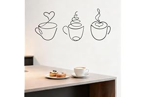 SUNAIAD Wanddeko Metall Schwarz Kaffeetasse Wanddekoration, Metallbilder Wanddeko Küche Esszimmers Wohnzimmers Café Arbeitszimmers Flur, Wandkunst Badezimmer Schlafzimmer Moderne Dekorationen