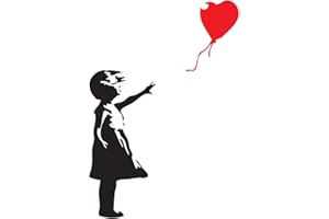 decorsfuk.co Pack of 2 Banksy Girl with balloon | Wall art graffiti vinyl Sticker | Urban Art Window, Car, Laptop Decal (Small - 13x9cm)