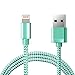 Produktbild PhoneStar lightning zu USB Ladekabel Textil Premium Kabel [HIGH SPEED CHARGING] für iPhone X, 8, 8 Plus, 7, 7 Plus, 6, 6s, 6 Plus, 6s Plus, SE, 5s, 5c, 5, iPad in grün
