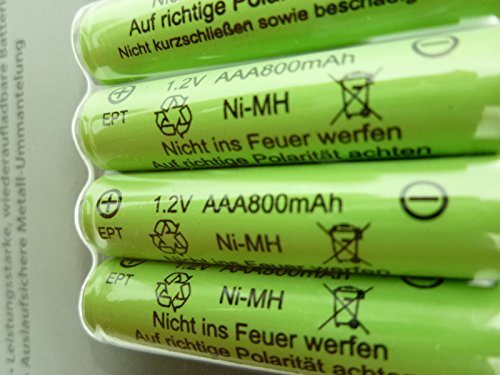 4 er Set Solar-Akku, leistungsstarke, wiederaufladbare Batterien AAA NiMH, 800mAh - 3