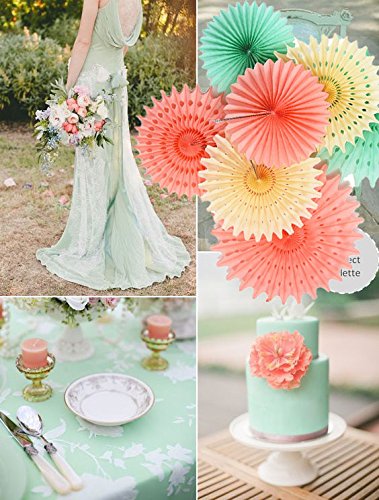 Furuix Babyparty Deko Deko-Set Seidenpapier-Blumen, Cremefarben, Mintgrün, Pfirsich für Babypartys, Geburtstage, Hochzeiten und Partys, Papier, Mint Cream Peach Babyparty Mädchen - 2