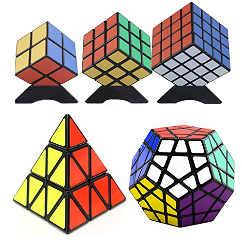 Preisvergleich Produktbild SALICO Zauberwürfel 5 Stück Geschwindigkeit Cube Pyraminx,Megaminx, 2x2x2, 3x3x3, 4x4x4 Zauberwürfel Muster Puzzle Kaufen für Bildungs Heiligabend Spielzeug Weihnachten Spielereien