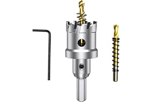 ASNOMY 32mm Scie à Cloche en carbure de tungstène, TCT Foret de scie trépan avec 2 forets pilote plaqués titane pour acier inoxydable, feuille, métal