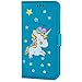 Produktbild iPhone 6 Plus / 6S Plus Hülle, Chreey (Unicorn) Niedlich [Regenbogen Einhorn] Glitzer Handyhülle Premium PU Leder Tasche Flip Wallet Cover mit Standfunktion Kartenfach Schutzhülle [Blau]