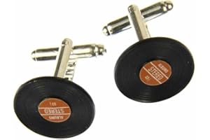 Miniblings Spinki do mankietów z płyty gramofonowej LP winylowe DJ - ręcznie robione I spinki do mankietów Cufflinks spinki do koszuli I piękne drewniane pudełko - płyta gramofonowa LP winylowa DJ