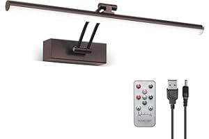 HOWMZON Picture Light,Battery Operated Picture Lights with Remote, Rechargeable Painting Light,16" Full Metal Art Light for Display, Wall, Gallery,Portrait(Bronze)