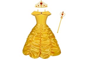 Vicloon Sukienka księżniczki Belle, dziewczęcy kostium Belle, kostium piękna i bestia element ubioru, sukienki dziecięce karnawałowe przebranie Party Dress kostium księżniczki 3-9 lat