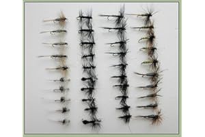TROUTFLIESUK Dry Trout Fishing Flies, 40 Pack, 8 Varieties, Small hook, For Fly Fishing, Choice