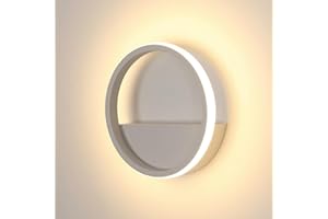 RISERVA Nowoczesna Lampa Ścienna LED 12 W - Okrągła, Biała, Aluminiowa, Ciepła Biel 3000 K, Do Sypialni, Salonu, Przedpokoju, Schodów, Nocnego Łóżka, Ø20CM