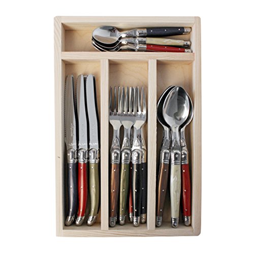 Laguiole Service de Table 24 pièces de Automne Mélange en Plateau, Acier Inoxydable, Multicolore, 33 x 22 x 4 cm