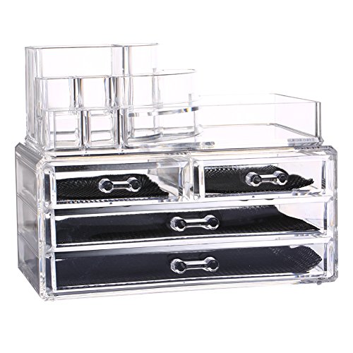 Cosmetic Aufbewahrungsbox 3 Schubladen Make-up Ausstellungsstand Kosmetik Aufbewahrungsbox Transparente Kästchen Box