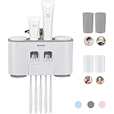 MHTECH Distributeur automatique de dentifrice et porte-brosse multifonction - 2 pressions de dentifrice, 4 tasses, 5 brosses 