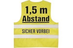 Fan-Omenal Warnweste mit Print - 1,5 Meter Abstand Sicher Vorbei - 15952 Gr. S-2XL Sicherheitsweste