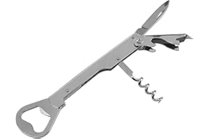 FMprofessional Cavatappi Professionale 3 in 1 in Acciaio Cromato, Tagliacapsule Integrato, Apribottiglie, Dimensione 14x3 cm, Ideale per Vino e Birra, Lavaggio a Mano