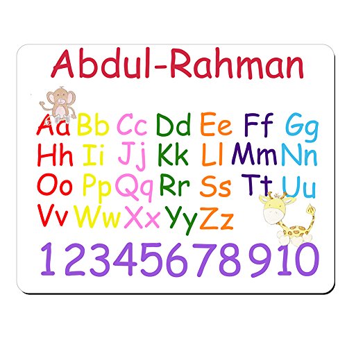Abdul-Rahman - Personalised Kids Alphabet and Numbers Educational Premium Mouse Mat (5mm Thick).