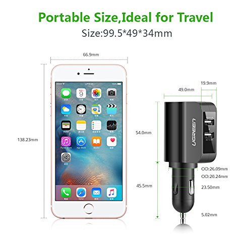 UGREEN-60W-Cigarette-Lighter-Socket-34A-Dual-USB-Car-Charger-Adapter-with-Extra-Fuse-Tube-Charging-for-iPhone-X-8-8-Plus-Samsung-Galaxy-S8-S8-Note-8-Sony-XZ-XZ-Premium-Dashcam-GPS-etc