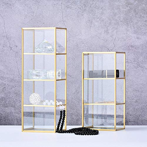 Preisvergleich Produktbild Kosmetische Aufbewahrungsbox Kosmetische Aufbewahrungsbox Goldene Glasschmuckplatte Schminktisch Gitterform Klassifizierung Desktop Finishing