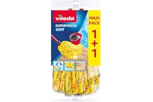 Vileda SuperMocio Soft Wischmopp Ersatzkopf, Moppkopf aus 30% Mikrofasern, effizient gegen fetthaltigen Schmutz und Flecken, 