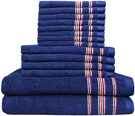 Luxury Bathroom Towel Bale Set 100% Cotton Face Hand Bath Towel 14 Piece(14-Piece, Blue)