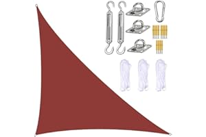 BXFUL Garden Sail Canopy, Triangle Sun Sail Shade with Fixing Kit, 3 Ropes, Waterproof, UV Block, Right Angle Garden Shade Sails Sunshade Awnings for Outdoor Patios (Rust Red,3m x 4m x 5m)