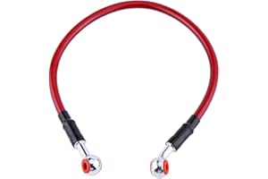 ‎KEENSO Keenso Motorrad Bremsleitung, Universal 45/90 cm Motorrad Stahlflex bremsleitung Bremse Ölschlauch Kraftstoffschlauch M10 （45cm Rot）