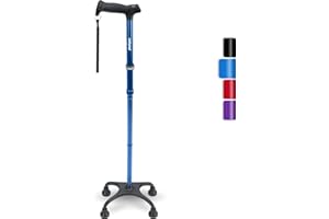 Rehand Quad Cane, Walking Cane with Ergonomic Handle Ever and Graceful 4-Pronged Base for Extra Stability, Adjustable Walking Sticks for Right Or Left Handed Men & Women and Seniors