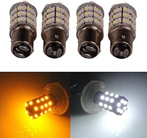 ABy 4PCS White/Amber 1157 3528 60SMD Dual Color Switchback LED Bulbs For Turn Signal Parking Lights