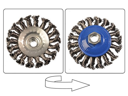 2 tlg Set Topfbürste 75mm + Kegelbürste 100mm M14 gezopft für Winkelschleifer Flex - 2