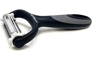 JOEJI'S KITCHEN Joejis Pelador De Patatas Y Verduras Triturador Y Rebanador 3 En 1 Para Cocina - Navaja De Filo Recto Micro Dentada Y Juliana