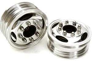 Integy RC Model CNC Machined Alloy T7 Front Wheel Set for Hex Type 1/14 Scale Tractor Trucks