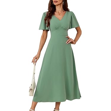 navy blue dress for baby girl Ice Silk Crinkle Round Neck A-Line Work Dress with Decorative Button &  Built-in Belt(MA308) main image 1