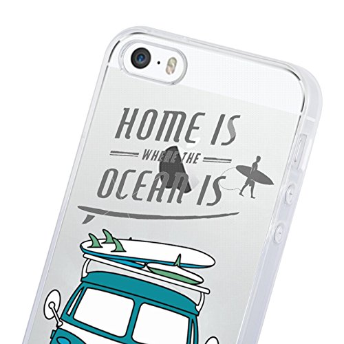 JAMMYLIZARD   Carcasa Para   iPhone 5 5s y iPhone SE   Transparente De Silicona Sketch Back Cover  VW SURF VAN