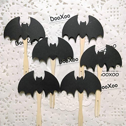 DOOXOO Halloween Cupcake Toppers Halloween Toppers Bat Paper Toppers Frozen Cupcake Toppers Trick or Treat Party Halloween Decor Bat Decor ( Set of 6 )