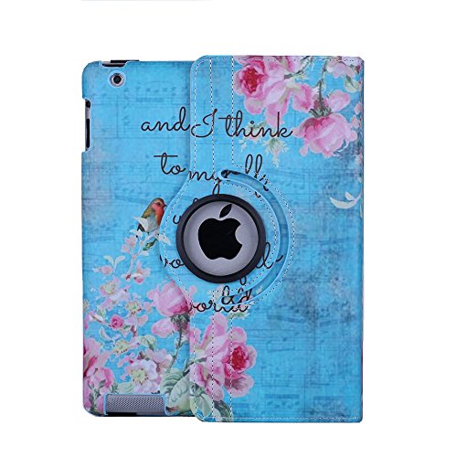 culiker – iPad Hülle mit gratis Displayschutzfolie und Eingabestift 360 drehbar Colorful Design PU Leder Smart Ständer Schutzhülle für Apple iPad mit Wake und Sleep Funktion - 3