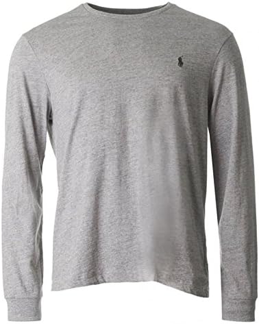 Ralph Lauren Mens Crew Neck T Shirt Long Sleeve Custom Fit (2X-Large, Grey)