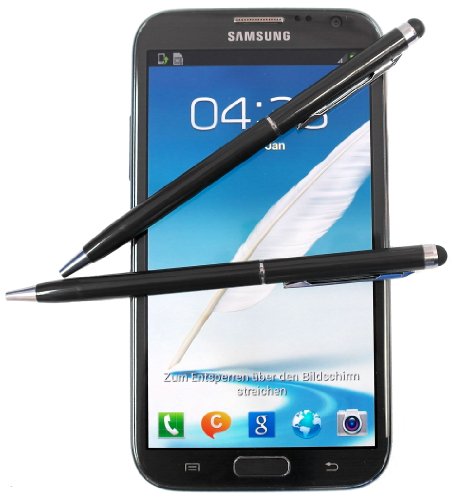 2 x SCHWARZ tomaxx Stylus Pen – Eingabestift mit Kugelschreiber für Apple iPhone 6S – Apple iPhone 6S Plus, Samsung Galaxy S5, Samsung Galaxy S5 Mini (SM-G800), IPHONE 5, iPhone 6, Samsung Galaxy Note 2 / Note 2 LTE, Allview X1 Xtreme Mini, doro PhoneEasy 632, Huawei Ascend Y550, Huawei Ascend G620s, Medion LIFE E4502, Alcatel One Touch Pop C3, Wiko Bloom, LG L50 Sporty, ACER Liquid Jade Plus - 5