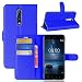 Produktbild Nokia 8 Hülle, Hülle für NOKIA 8 , Schutzhülle Lederhülle Handyhülle aus Leder Flip Cover Taschenhülle mit Kreditkartenhaltern, Standfunktion, Geldbeutel, Magnetverschluss + Stylus (Blue Book)