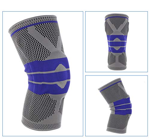 Preisvergleich Produktbild S-XXL Basketball Unterstützung Silikon Gepolsterte Knieschoner Kneepad Knieschoner Unterstützung Bandage Meniskus Patella Displayschutzfolie Sport Sicherheit Schutz, grau, 42 bis 48 cm XL