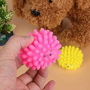 Petlicious & More Vinyl Material Spike Squeaky Hedge Toy for Dogs (Color May Vary) - Pack of 2