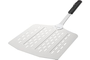 cozze® Pelle à Pizza légère avec des Trous 75 x 40 x 35 cm en Aluminium, Noir