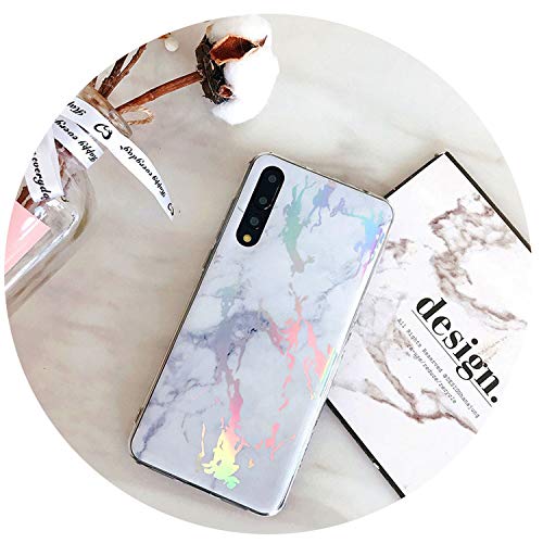 Plating Marble Phone cases for Huawei P20 Lite on Honor 7A 7C Pro Soft TPU for Huawei P20 Pro Nova 3i 3 Y5 Y7 Y6 Prime case,White,Honor 7C Pro