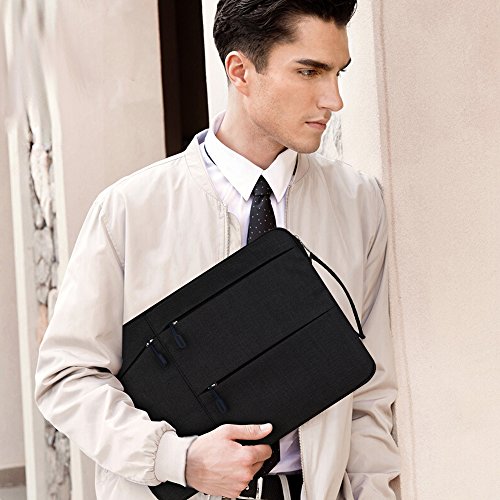 Yarrashop® 11-11,6 Zoll Business Laptop Netebook Hülle Sleeve Tasche einfachen Stil Wasserabweisendes Nylongewebe Notebook Sleeve für Macbook Air Pro/ Notebook / Surface / Dell Tasche(11 Inch,Schwarz) - 2