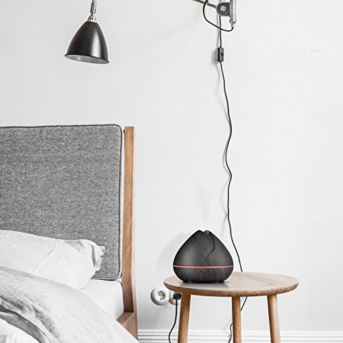 Aromatherapie ätherisches Öl Diffusor, OliveTech 400ml Holzmaserung Ultraschall Luftbefeuchter mit kühlem Nebel mit 7 Farben LED Lichter ändern und Wasserlos automatischer Abschaltung - 6