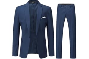 YOUTHUP Abito da Uomo 2 Pezzi Abiti Slim Fit 1 Pulsante Business Wedding Giacca e Pantaloni